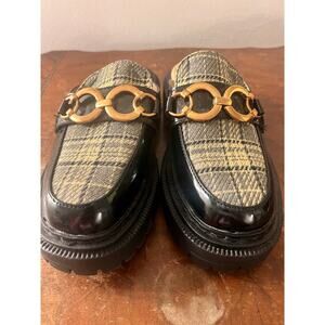 NWOT Circus by Sam Edelman Plaid  Patent Leather Size 5 Loafer Mule